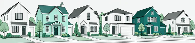 A row of houses on one street.